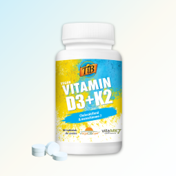 Wegańska witamina D3 i K2 marki TiB w formie tabletek do ssania, opakowanie 90 sztuk